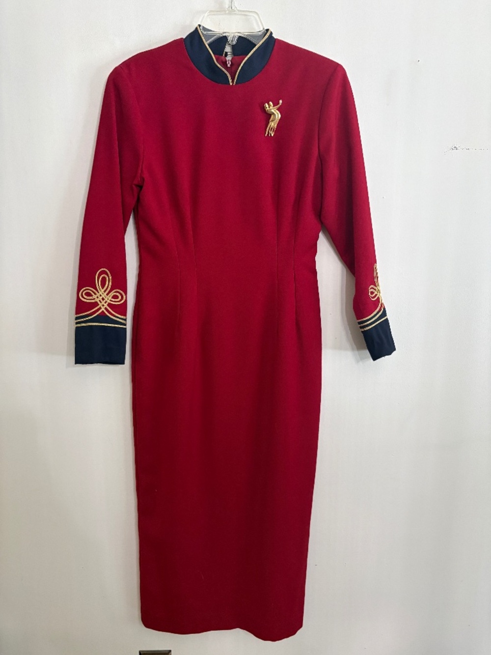 Vintage 1980s M.L. Petites by Misty Lane Military Style Long Dress - Size 2